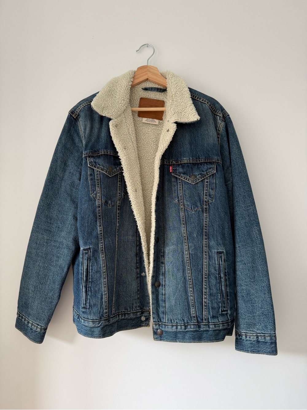Levi's Blue Denim Sherpa Jacket with Cream Lining